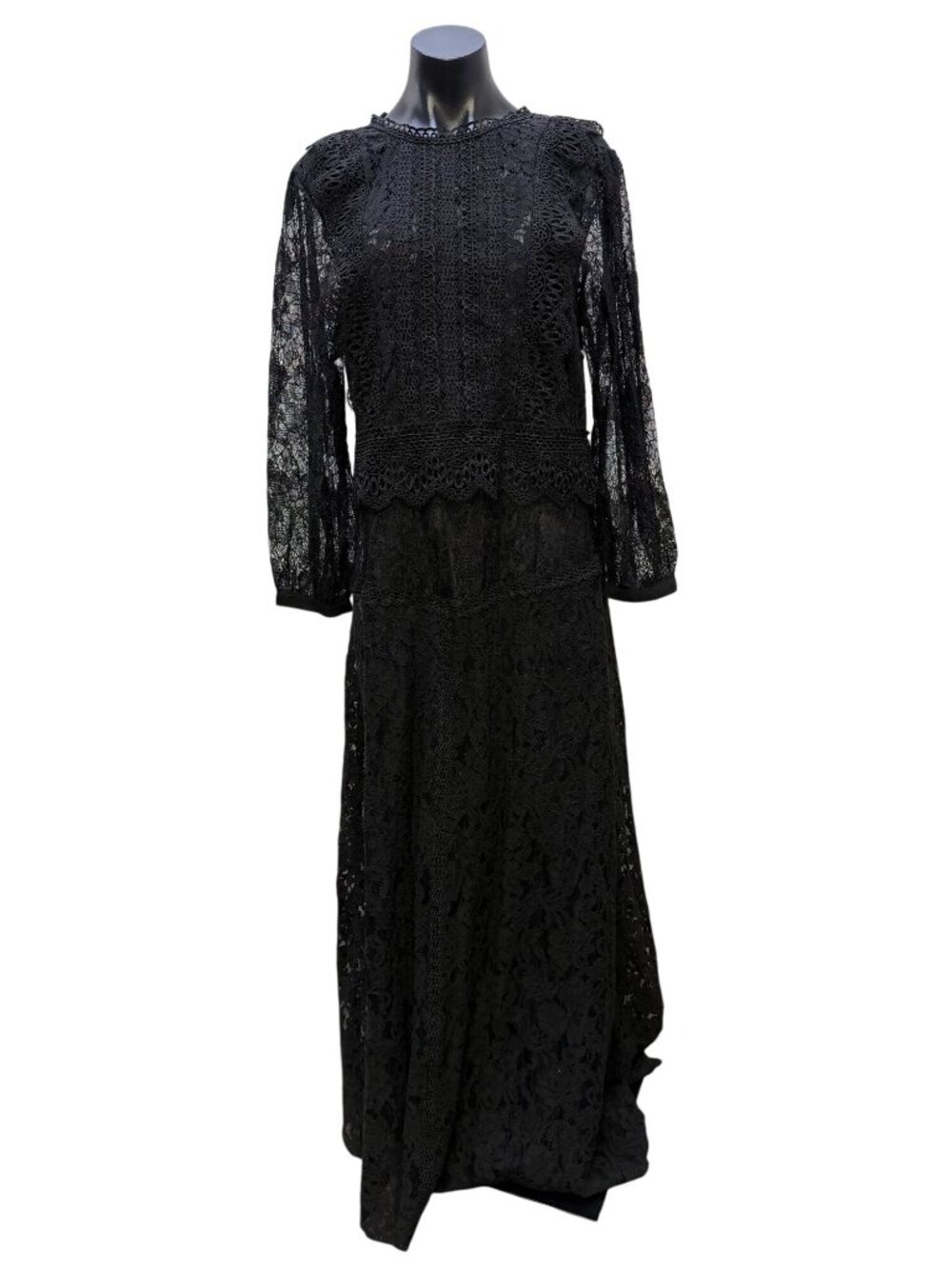 Johnny Was Biya Black Lace Maxi Dress & Slip Size L